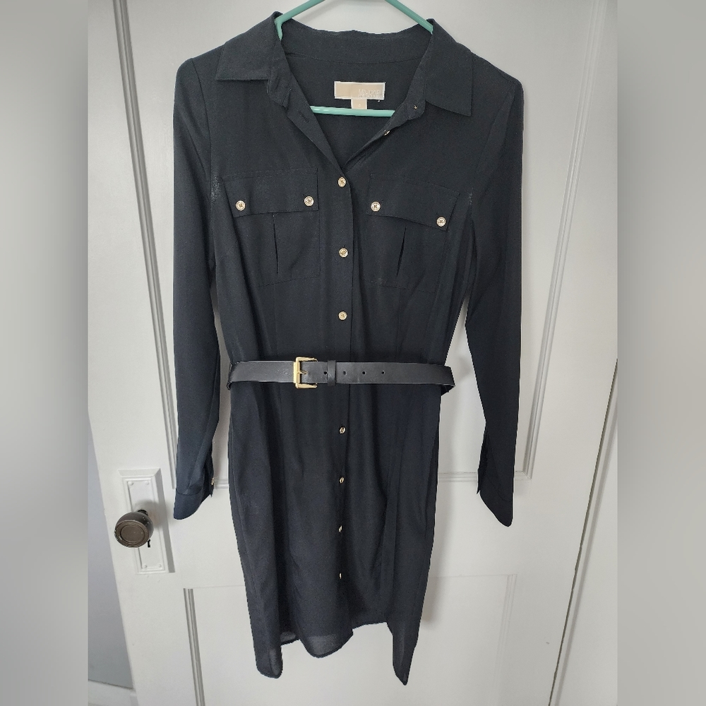 MK Michael Kors Black Shirt Dress with Belt sz 4